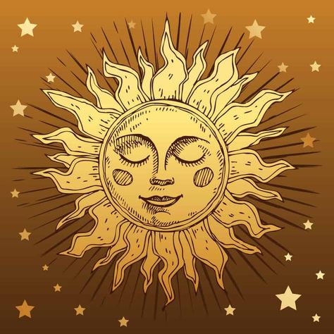 11 Spiritual Meanings of Sun Planets As People, Painting In Clothes, Sun Symbolism, Spiritual Sun, Healing Symbol, Sun Embroidery, Celestial Symbols, Vintage Celestial, Sun Painting