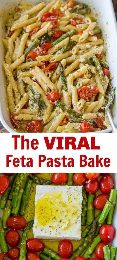 Creamy Baked Feta Pasta Natasha, Oven Baked Feta Pasta, Tiktok Pasta Feta Recipe, Oven Baked Pasta Recipes Healthy, Oven Baked Pastas, Baked Feta Pasta Tiktok, Baked Feta Pasta With Veggies, Bake Feta Pasta, Pasta And Feta Recipes