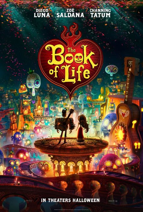 The Book of Life - 2014 Book Of Life Movie, Animated Movie Posters, Life Movie, The Book Of Life, Ron Perlman, Diego Luna, Disney Animated Movies, Movie Covers, Life Poster