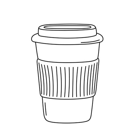 Coffee Doodle Art, Coffee Cup Sketch, Coffee Cup Doodle, Cup Sketch, Coffee Doodles, Coffee Cup Vector, Birthday Drawings, Coffee Cup Tattoo, Coffee Cup Drawing