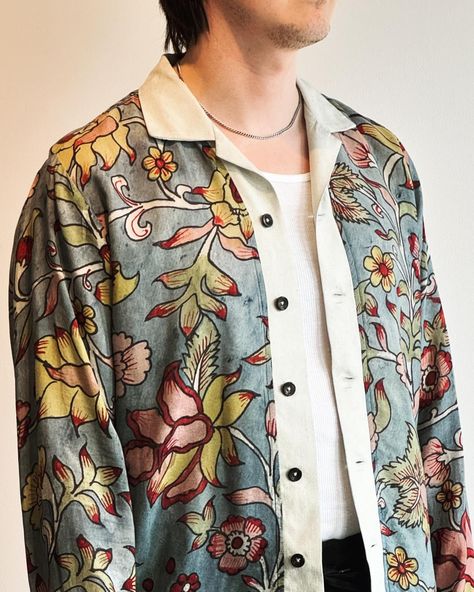 Hand painted floral @karuresearch Kalamkari Camp shirt. #kartik #karu #ss24 Kalamkari Shirts For Men, Hand Painted Shirts, Kalamkari Painting, Boho Men, Paint Shirts, Birthday Diy, Camp Shirt, Camping Shirt, Shirts For Men