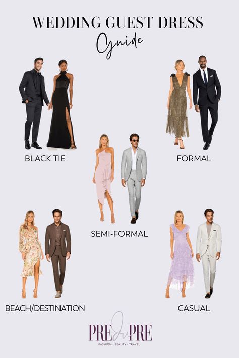 Wedding Guest Attire Guide, Wedding Guest Dress Code, Attire Guide, Dress Code Guide, Formal Wedding Attire, Wedding Guest Attire, Semi Formal Wedding, Formal Wedding Guests, Dress Code Wedding