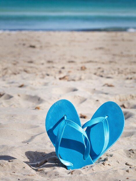 Pair of blue flip flops on sand beach | Premium Photo #Freepik #photo #beach-water #beach-waves #sea-shore #shore Raw Pictures, Blue Flip Flops, Beach Flip Flops, Summer Theme, Iconic Photos, Beach Sand, Photo Reference, Vector Photo, Christmas Photos