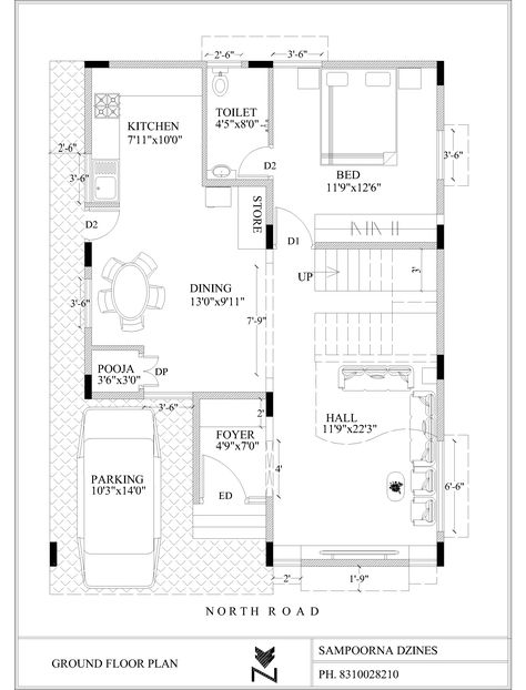 30x40 North Facing Duplex Ground Floor House Plan G+1 with one car parking G+1 House Plan, 30 X 40 Duplex House Plans, North Facing House Plan Vastu 30x40, First Floor House Design Layout, Duplexes House Plans, Ground Floor Parking First Floor House, 20x60 House Plans North Facing, 30 40 Duplex House Plans North Facing, 40 40 North Facing House Plans