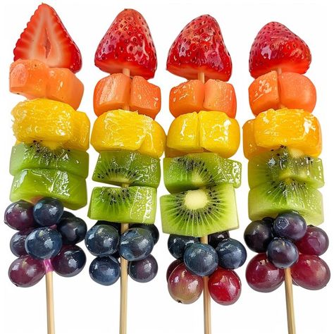 Photo fruit rainbow skewers with vanilla... | Premium Photo #Freepik #photo Fruit And Cheese Skewers, Rainbow Skewers, Fruit Kebab, Fruit Photos, Fruit Rainbow, Food Skewers, Fruit Pictures, Food References, Fruit Kebabs