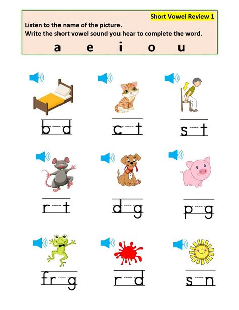 Short vowel worksheets Vowels Worksheet For Grade 1, Vowels Worksheet For Kindergarten, Short Vowels Worksheets, Vowels Worksheet, Short Vowel Activities, Short Vowel Worksheets, Vowel Activities, Cvc Words Kindergarten, Kindergarten Phonics Worksheets