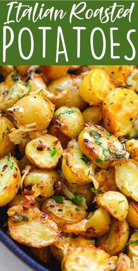 Cheesy Oven Roasted Potatoes, Roasted Potatoes Italian Seasoning, Lemon Parmesan Roasted Potatoes, Italian Roast Potatoes, Cheesy Roasted Potatoes In Oven, Italian Style Potatoes, Italian Dressing Potatoes, Italian Seasoning Packet Recipes, Italian Potatoes Roasted