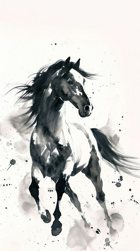 Horse stallion painting drawing. | premium image by rawpixel.com Horse Pictures Wallpaper, Horse Drawing Wallpaper, Horse Backgrounds Iphone, Horse Illustration Design, Running Horse Wallpaper Iphone, Horse Black Wallpaper, Black And White Horse Drawing, Horse Collage, Black And White Horse Painting