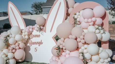 Bunny Theme Decorations, Bunny Theme Centerpieces, Rabbit Balloon Decoration, Bunny Rabbit Theme Birthday Party, Bunny Birthday Backdrop, Bunny Balloon Decorations, Some Bunny Is One Balloon Arch, Some Bunny Is Turning One Balloon Arch, Bunny Second Birthday Party