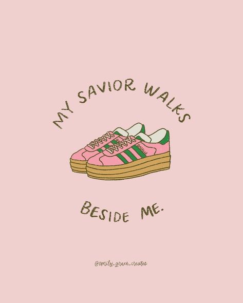 He walks step by step with you, friend!! Scroll through and tell me which shoes you’re walking in!💖 • • #hewalkswithme #savior #christianartist #christiangirlart #faith #faithlettering #procreate #procreateart #illustration #christianillustration Walk Into The Room Like God Sent You, Stepping On, Faith Illustration, Christian Illustration, Friend Of God, Christian Graphics, Re Design, Christian Quotes Wallpaper, Cute Bibles