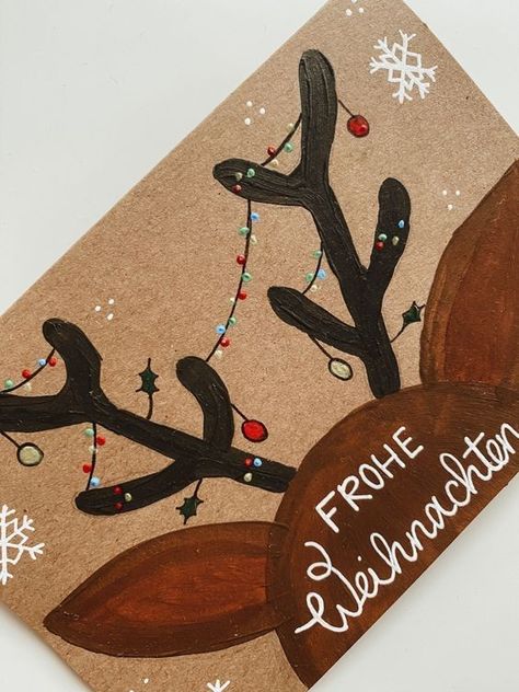 Aesthetic Christmas Card Ideas Diy, Christmascards Selfmade, Selfmade Christmas Gifts, Christmas Cards For Mom, Christmas Card Ideas Easy, Christmas Cards Diy Handmade, Aesthetic Christmas Cards, Christmas Cards Reindeer, Diy Xmas Cards