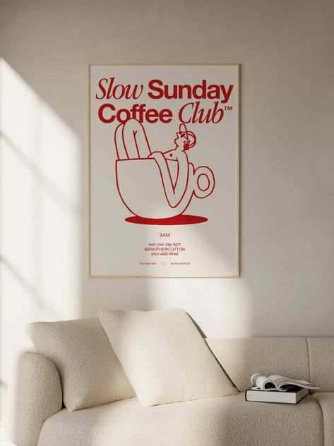 coffee gift – AnotherCottonLab Mini Cafe, Coffee Shop Menu, Slow Sunday, Coffee Shop Branding, Sunday Coffee, Club Poster, Coffee Club, Coffee Gift, Retro Cartoons