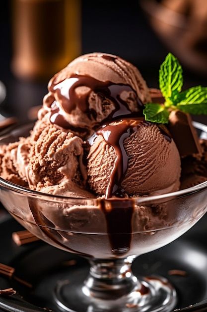 A glass of tasty chocolate ice cream spe... | Premium Photo #Freepik #photo #scoop #ice-cream-scoop #chocolate-ice-cream #vanilla-ice-cream Chocolate Ice Cream Photography, October Wallpapers, Ice Cream Pictures, Ice Cream Images, Ice Cream Wallpaper, Tasty Ice Cream, Ice Cream Photography, Watermelon Ice Cream, Scoop Ice Cream