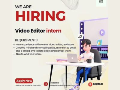 DM Agency Media hiring Video Editor Intern. Should have experience with several video editing software & Able to work in a team. The post DM Agency Media hiring Video Editor Intern appeared first on Animation and VFX Jobs. Hiring Video Editor, Hair Poster, Hiring Poster, Editing Jobs, Job Poster, Motion Video, We Are Hiring, Video Editing Software, Jobs Hiring