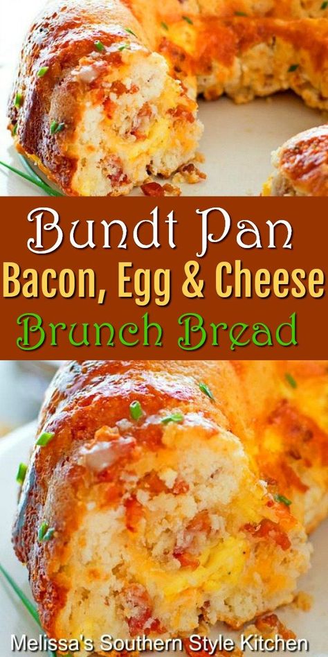 Bread In A Bundt Pan, Egg Benedict, Breakfast Recipies, Brunch Bread, Bacon Egg And Cheese, Breakfast And Brunch, Egg And Cheese, Bundt Pan, Bacon Egg