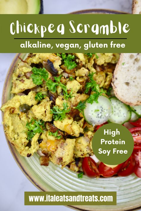 Vegan Scrambled Eggs, Chickpea Scramble, Chickpea Flour Recipes, Best Vegan Breakfast, Kala Namak, Baby Bella Mushrooms, Gluten Free Wraps, Plant Based Recipes Breakfast, Vegan Egg