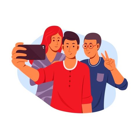 Flat friends taking selfie together | Free Vector #Freepik #freevector #technology #phone #human #mobile Selfie Illustration, Group Pose, Like Symbol, Taking Selfie, Group Poses, Man Vector, Africa Art, Package Delivery, Friends Poses