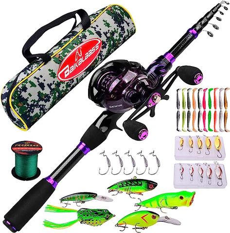 Fishing Rod and Reel Combo - 6.9ft Telescopic Spincast Rod with Left Handed Baitcasting Reel Combos - Sea Saltwater Freshwater Ice Bass Fishing Tackle Set - Fishing Rods Kit Fishing Rod And Reel Combos, Hunting Gadgets, Pocket Fishing Rod, Travel Fishing Rod, Fishing Stuff, Fishing Pictures, Fishing Rods And Reels, Fishing Kit, Fishing Rods