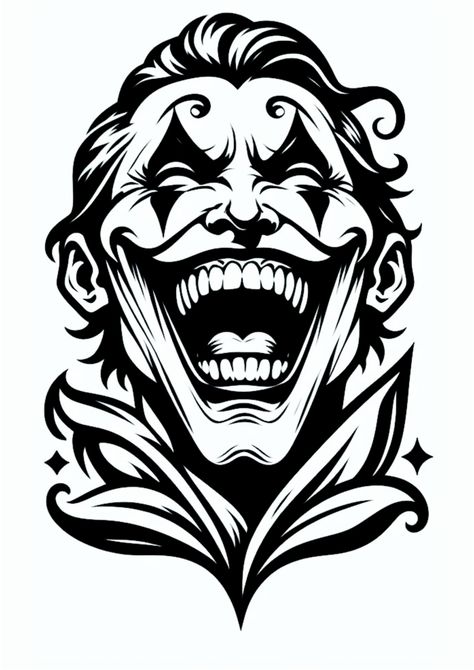 Vector Tattoo Design Ideas, Joker Tattoo Design Drawing, Vector Images Black White, Joker Stencil Art, Joker Vector Art, Joker Art Drawing, Hahaha Joker, Image Dbz, Joker Artwork