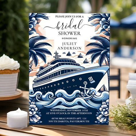 Do Knot Boat Ship Navy Blue Nautical Bridal Shower Invitation Nautical Themed Bridal Shower Ideas, Wedding Shower Theme, Nautical Theme Bridal Shower, Nautical Bridal Shower, Nautical Bridal Showers, Cruise Wedding, Bridal Shower Theme, Bridal Shower Invitation, Nautical Theme