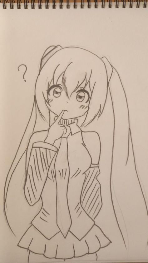 I drew from pinterest only just copied in my sketch book Cute People Drawings Kawaii, How To Draw Hatsune Miku Step By Step, Anime Art Simple Drawing Idea Easy, Simple Anime Drawings For Beginners, Food Drawing Sketches Easy, Sketches Of People Easy, Cute Anime Sketch Easy, Miku Hatsune Drawings, Komi Drawing