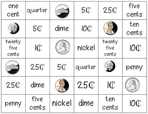 First Grade Wow: Money Game and Family Wants and Needs Coin Activities, Teaching Coins, Money Learning, Money Bingo, Identifying Coins, Financial Literacy Activities, First Grade Ideas, Math Money, Money Math Worksheets