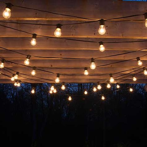 How to Hang Patio Lights Hanging Patio Lights, Bar Deco, Patio Pergola, Patio Lights, Patio String Lights, Pergola Lighting, Backyard Pergola, Apartment Patio, Beautiful Patios