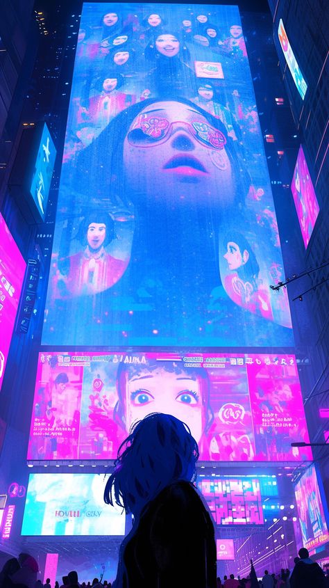 Moving City Art, Cyberpunk Art Style, Cyberpunk City Aesthetic, Cyberpunk City Concept Art, Cyberpunk Club, Cute Cyberpunk, Cyberpunk Environment, Cyberpunk Street, Cyberpunk World