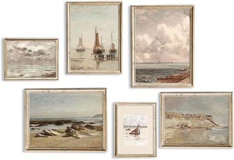 Amazon.com: TWNSLLA Coastal Vintage Wall Decor,Vintage Seascape Wall Art,Antique Nautical Ship Prints Wall Decor,Vintage Sea Landscape Wall Art,Sailboat Nautical Art Pictures for Home Bedroom,Unframed: Posters & Prints French Coastal Decor, Coastal Gallery Wall, French Coastal, Sailboat Wall Art, Images D'art, Seascape Wall Art, Coastal Painting, Nautical Wall Decor, Coastal Wall Decor