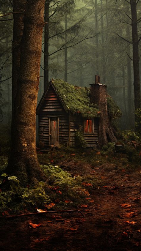 Appalachia Folklore, Cabin In The Woods Aesthetic, Fantasy Cabin, Forest Village, Old Cabin, Scarborough Fair, Little Cabin In The Woods, Small Log Cabin, Witch Cottage