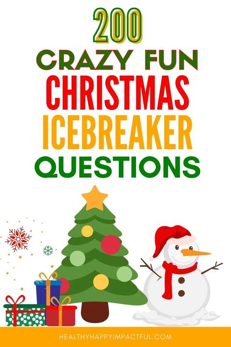 funny fun Christmas icebreaker questions to ask at party Ice Breakers After Winter Break, Holiday Work Party Icebreakers, Christmas Icebreakers For Adults, Christmas Icebreaker Questions, Christmas Party Get To Know You Games, Christmas Ice Breakers For Ladies, Christmas Get To Know You Games, Christmas Get To Know You Questions, Holiday Ice Breaker Games