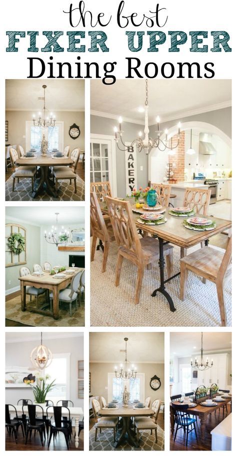 The best Fixer Upper Dining rooms. A must pin for farmhouse style dining room decor and inspiration! Joanna Gaines Dining Room, Joanna Gaines Living Room, Fixer Upper Dining Room, Fixer Upper Living Room, Farmhouse Style Dining Room, Modern Farmhouse Decor Ideas, Fixer Upper Kitchen, Fixer Upper Inspired, Farmhouse Dining Room Table