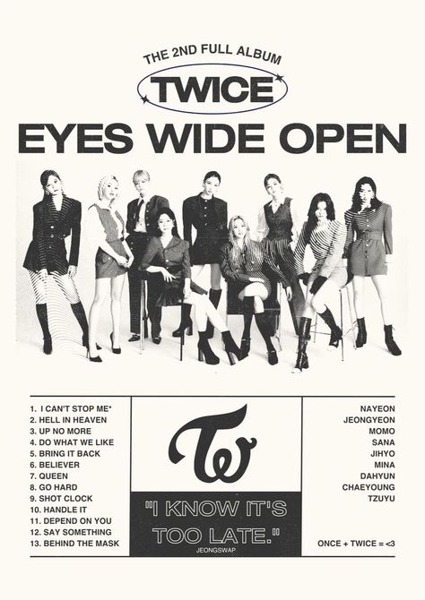 Twice Poster, Printable Wall Poster, Poster Edit, 2022 Aesthetic, Y2k Posters, Eyes Wide Open, Pop Posters, Poster Room, Kpop Posters