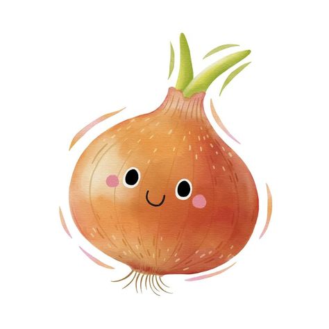 Watercolor cute onion cartoon character ... | Premium Vector #Freepik #vector #watercolor-vegetables #vegetable-cartoon #salad #funny-food Salad Drawing Illustration, Onion Character, Best Drawing For Kids, Train Numbers, Onion Illustration, Onion Cartoon, Salad Drawing, Onion Drawing, Food Character