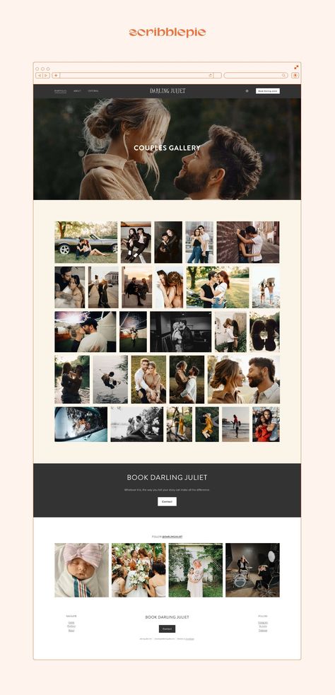 Darling Juliet Photography came to life through this custom website design. Creating a simple minimal but, impactful aesthetic was important through this project. The photo galleries are simple and beautiful without taking away from the art itself. Book your next website project with Scribblepie Studio! | Scribblepie Design Studio | Photographer Website Design, Minimal Website Design, Gallery Design, Web Design Inspiration Website Photo Gallery Layout, Website Design Gallery Page, Web Design Gallery Layout, Website Gallery Design Layout, Photo Studio Website Design, Art Gallery Website Design Inspiration, Photo Gallery Website Design, Image Gallery Web Design, Gallery Page Design