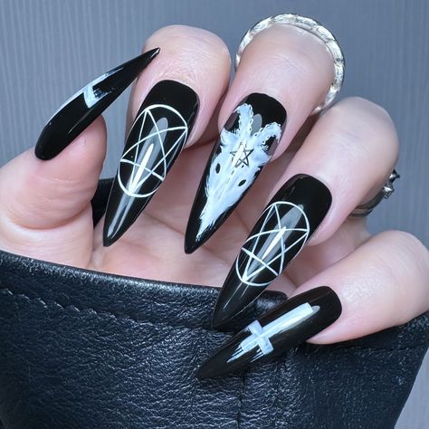 The Core Collection Unleash your dark side with a white hand painted Baphomet inspired design on a black background! Purchase includes; 10 x Apres Gel X Soft Gel Cover Tips 1 x Sizing Kit*1 x Application Kit (Nail File, Cuticle Pusher & Nail Glue OR Adhesive Tabs) See All from Collection: The Core Collection →