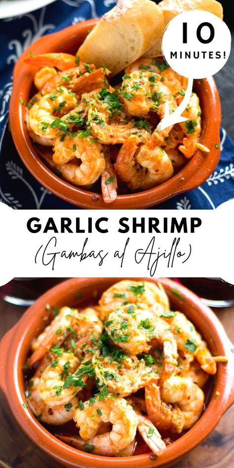 Shrimp Gambas, Tapas Dinner, Spanish Tapas Recipes, Pasta Sauce Recipe, Tapas Party, Tapas Menu, Garlic Prawns, Tapas Dishes, Spain Food