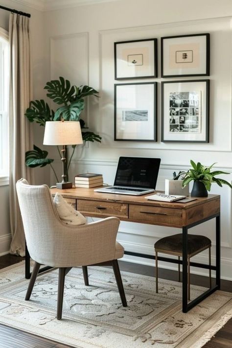 Home Office Design Ideas, Minimalist Home Office, Office Design Ideas, Cozy Home Office, Contemporary Home Office, Small Home Offices, Guest Room Office, Office Inspo, Home Office Ideas