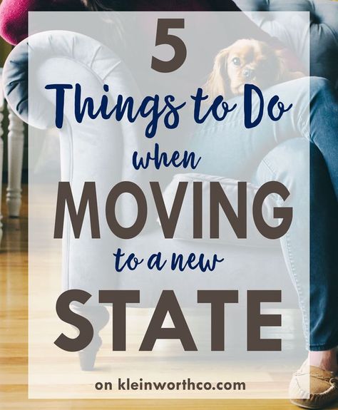 Moving takes a lot of planning. It’s especially challenging when moving to a new state. These 5 Things to Do When Moving to a New State will help you plan! #ad via @KleinworthCo Things To Do When Moving, Moving To A New State, Tips For Moving Out, Moving Timeline, Moving List, Moving House Tips, Moving Across Country, Moving Hacks Packing, Planning A Move