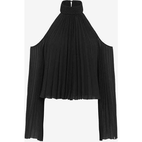 Exclusive for Intermix for Intermix Perris Cold Shoulder Pleated... ($225) ❤ liked on Polyvore featuring tops, blouses, shirts, black, cutout shoulder top, high neck blouse, black long sleeve blouse, cold shoulder blouse and cut out shoulder tops Choker Top Outfit, High Neck Shirts, Black Cold Shoulder Top, Fall Evening, Open Shoulder Blouse, Cold Shoulder Shirt, Ladies Blouse Designs, Pleated Shirt, Black Blouse Long Sleeve