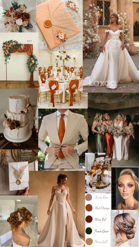 Ivory, burn orange & gold theme wedding for a beautiful day in either late September or October time Autumn Theme Wedding, Gold Theme Wedding, Original Wedding Ideas, Orange Wedding Themes, Burn Orange, Tuscan Inspired Wedding, Orange Wedding Colors, Burnt Orange Weddings, Tan Wedding