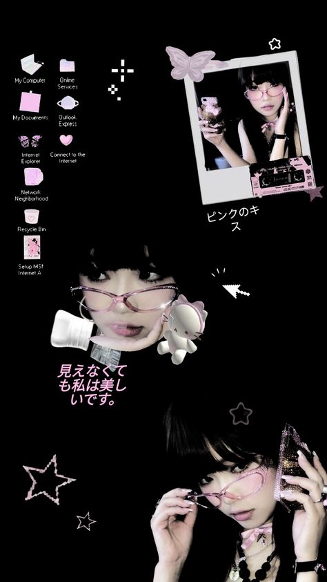 #girlcore #yk2 #wallpaper #blackandpink Y2k Black And Pink Wallpaper, Wallpaper Yk2, Yk2 Wallpaper, Y2k Wallpaper Aesthetic, Y2k Aesthetic Wallpaper, Wallpapers Ideas, Kawaii Things, Y2k Wallpaper, Y2k Black