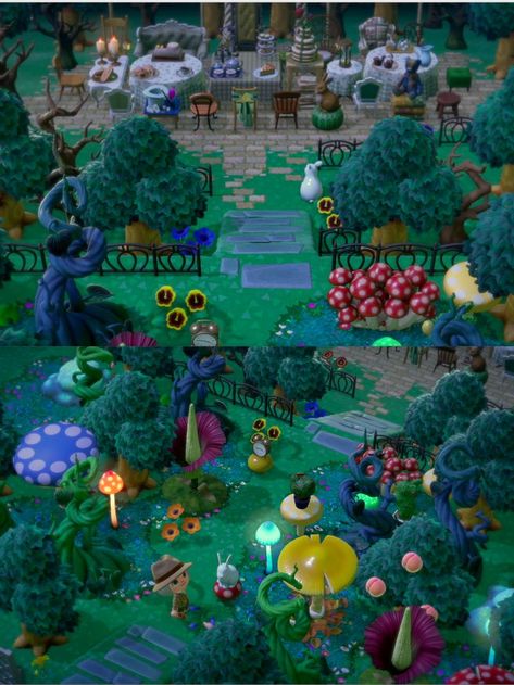 Animal Crossing Alice in Wonderland Acnh Back Of Island, Acnh Alice In Wonderland, Animal Crossing Design, Disney Island, Afternoon Tea Party, Acnh Design, Animal Crossing Wild World, Alice In Wonderland Theme, Animal Icon