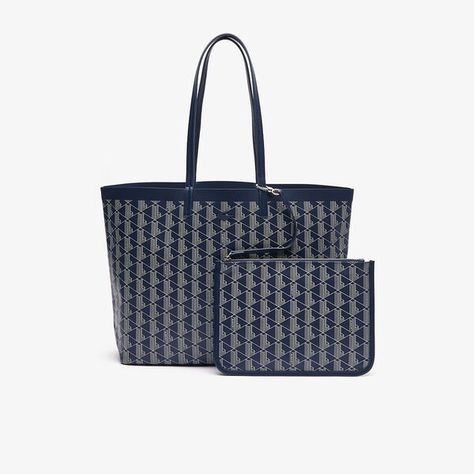 This canvas tote features the iconic Lacoste monogram, for a bold, elegant look. The two large handles mean it can be carried over the shoulder or by hand. Large enough to hold a 17" laptop, it also features a small patch pocket and a removable zipped pouch. Big Bags For Women, Lacoste Bag, Lacoste Women, Shoes Teen, Waist Bags, Women Accessories Bags, Big Bags, Medium Tote, Best Bags