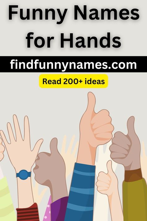 Introducing a hilarious compilation of Funny Names for Hands! Get ready to giggle and share these amusing hand monikers with your friends and followers. Whether you call them high fives or finger guns, we've got the perfect hashtags to accompany your laughter-filled posts. #HilariousHandNames #LaughingAtLendings #PunnyPalmPals #HandHumor #GigglyGloves Humour, Feelings, Feeling Left Out, Funny Names, Belly Laughs, Left Out, High Five, You Call, Creative Ideas