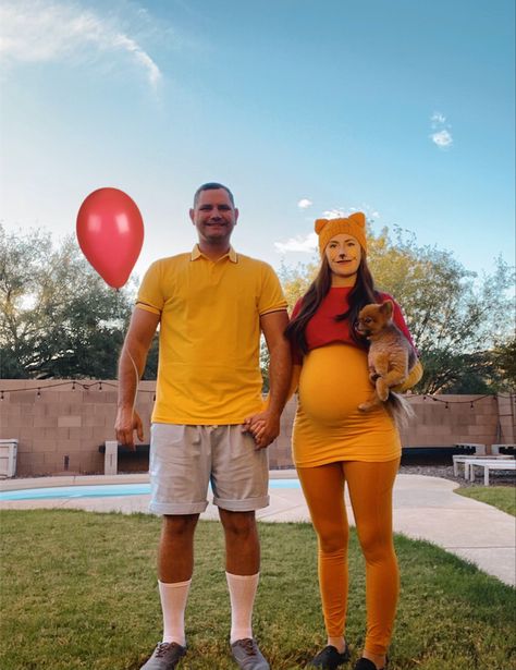 Pregnant Winnie The Pooh Costume, Maternity Costumes, Costumes Pregnant, Pooh Costume, Winnie Poo, Winnie The Pooh Costume, Pregnancy Costumes, Pregnant Halloween Costumes, Kids Goals