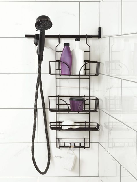 15 simple, creative bathroom organization + storage ideas: Shelves in the shower. Shower Caddy Ideas, Bathroom Shower Organization, Top Bathroom Design, Bathroom Storage Solutions, Shower Storage, Creative Bathroom, Shower Organization, Shower Shelves, Trendy Bathroom