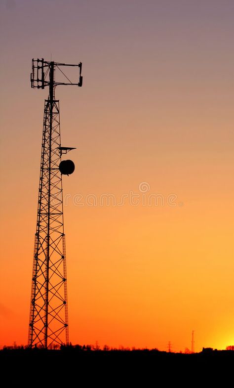 Cell Phone Tower Silhouette. A cell phone tower silhouette in the sunset , #spon, #Tower, #Silhouette, #Cell, #Phone, #cell #ad Cell Tower Drawing, Tower Climber, Easy Spells, Cell Tower, Point Perspective, Grade 7, A Cell, Applied Arts, Oil And Gas