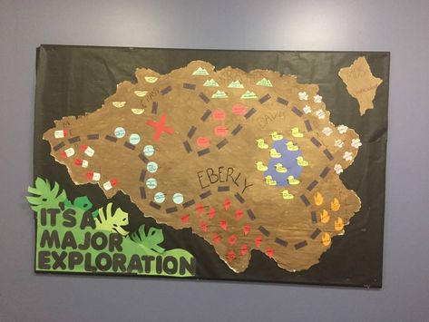 Treasure Map Bulletin Board, Bulletin Board College, Map Bulletin Board, Desert Map, College Bulletin Boards, Ra Themes, Ra Bulletins, Ra Boards, Ra Bulletin Boards