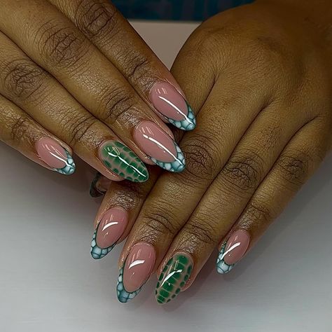 Obsessed 😍😍 Medium gel x Fullset : $55 Soak off : $20 Hand painted art including French + blooming art : $25 Total : $95 Green Negative Space Nails, Blooming Gel Nail Art French, French Tip Blooming Gel, Chrome Blooming Gel Nails, Blooming Gel French Tip Nails, Easy Blooming Gel Nail Art, Green Blooming Gel Nails, Blooming Gel Nails Designs, Blooming Gel Nail Art Ideas